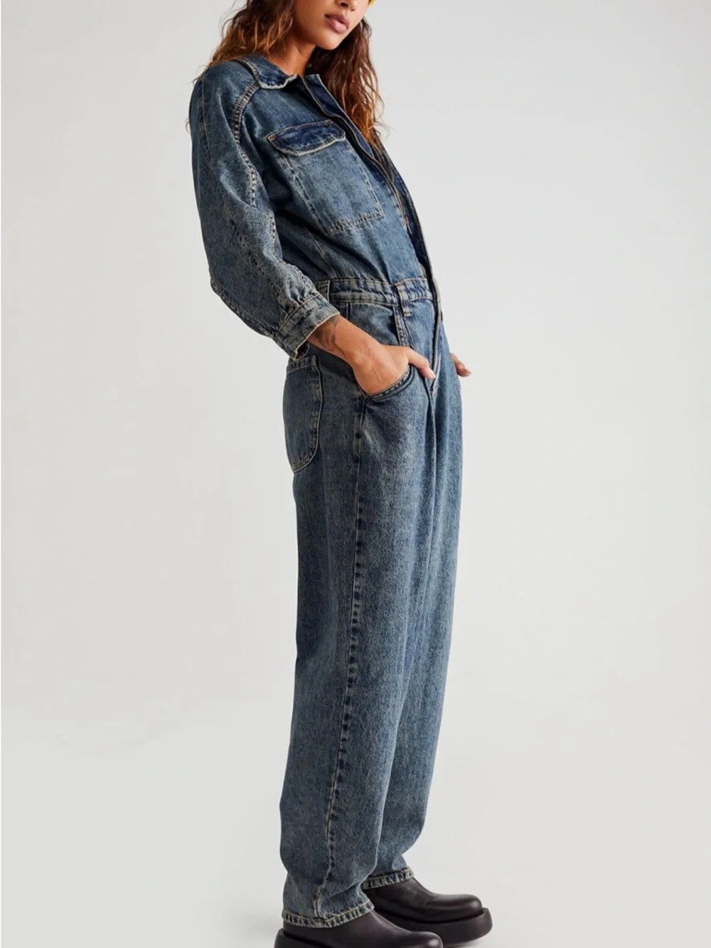 We The Free Sammie Blue Denim Coverall NWOT - Picture 3 of 4